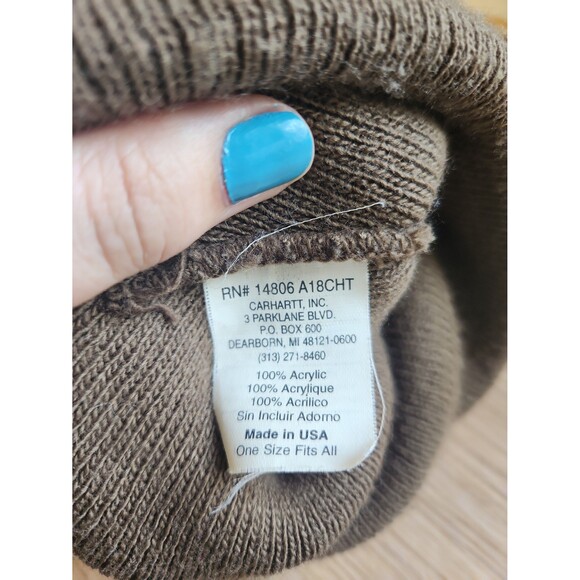 Carhartt Brown Beanie Winter Ski Cap Hat One Size - Picture 4 of 4
